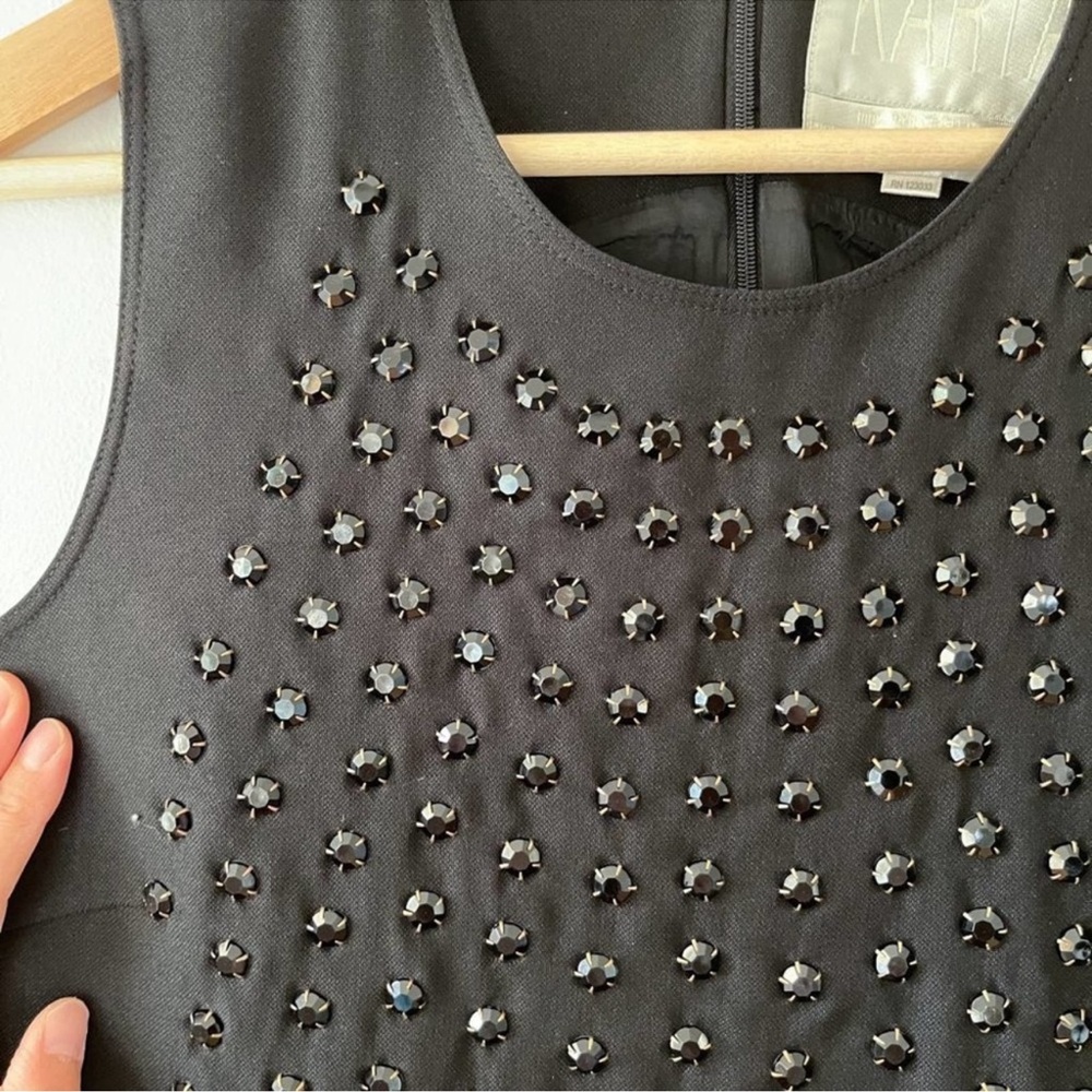 Anthropologie Karta Dress Womens Black Rhinestone Shift Sleeveless LBD Mediuk - Picture 6 of 10